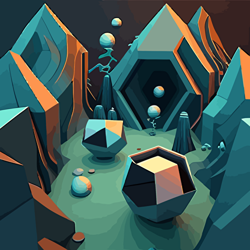 a physical vector geometry art styled game concept