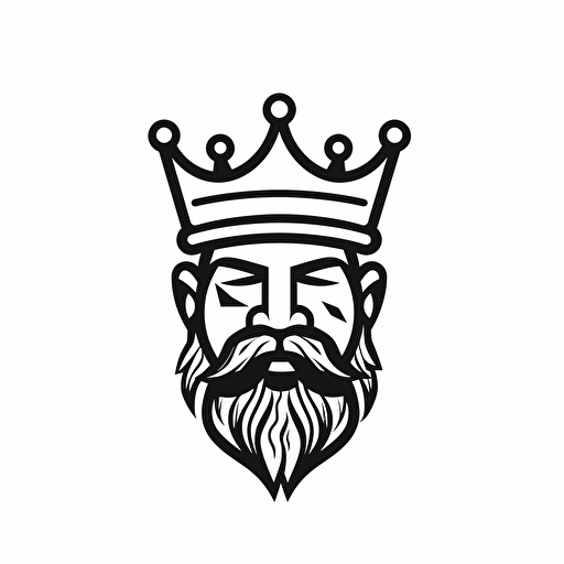 king illustration, minimal, outline strokes only, black and white, logo, vector, minimallistic, white background