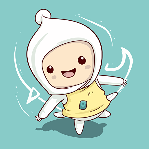 LITTLE WHITE CHILD drawn in the style of adventure time, VECTOR STYLE