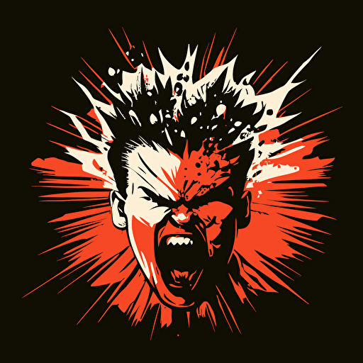 vector of an angry face with an exploding head on a contrasting background
