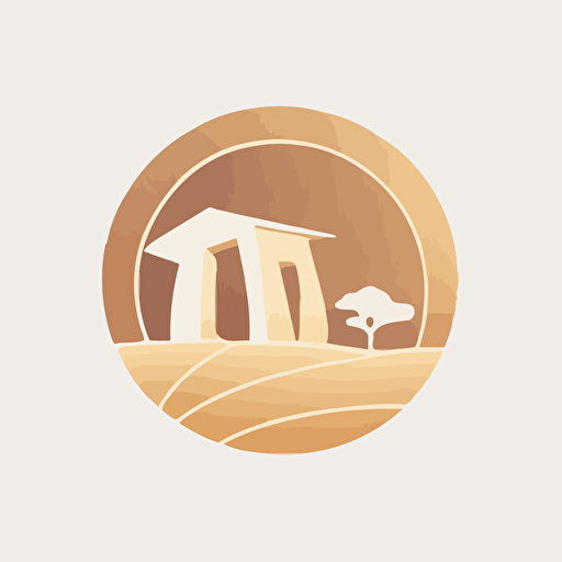 A vector minimalist archeology logo of a sardinian nuragic structure and AI technology.