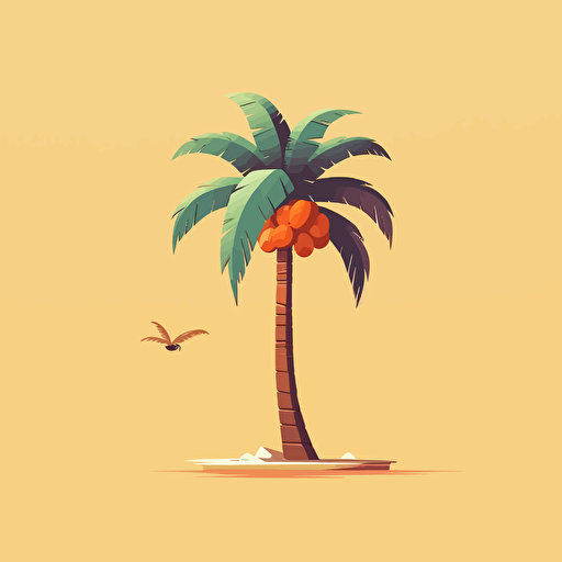 vector, 2d, carton palmtree, illustrator style, minimalist, flat