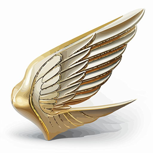a vector drawing of a gold wing outline only like a aston martin badge with wingin it in the middle of the wings using gold around the outside