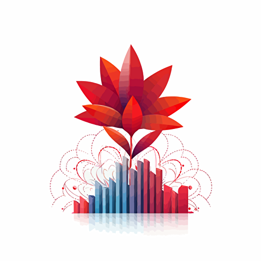 a vector logo of a red flower blending into a business chart