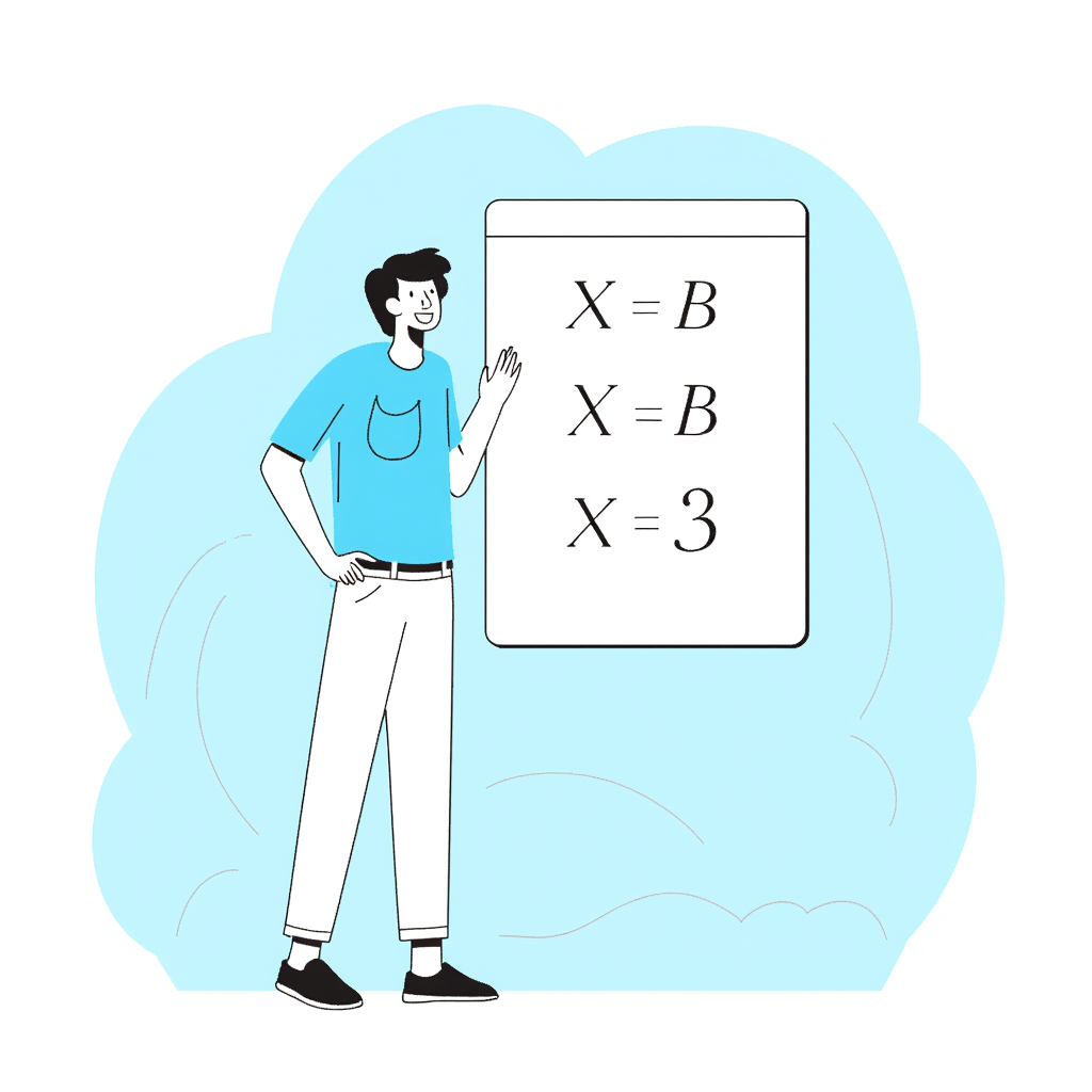 a person with math equations