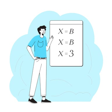 a person with math equations