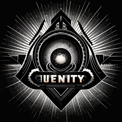 iconic logo of unity, retro pictorial, black vector