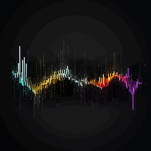 soundwave, vector art, logo, colorfull, black background