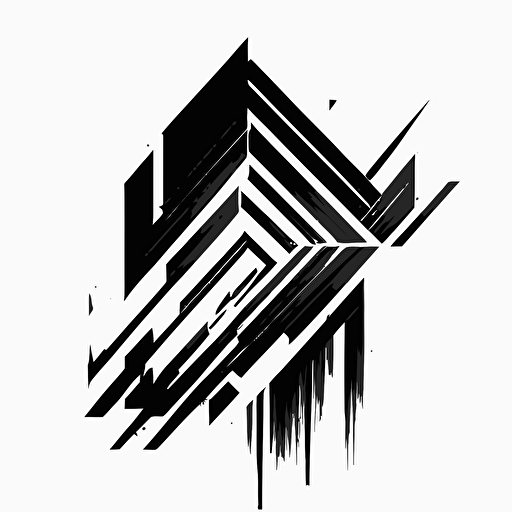 [abstract, modern, geometric] iconic logo of [poster], black vector, white background