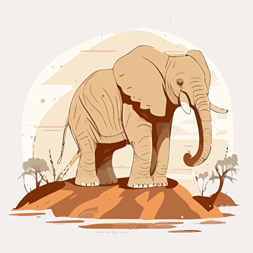 elephant in zoo, majestic, children's book disney style, flat colors, 2d, vector, white background