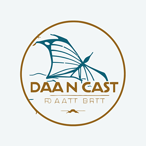 logo for beach bar company named " DREAM COAST " target audience engaged kite surfers 20s and 30s, white background, logo style, flat vector, simple, modern, outline
