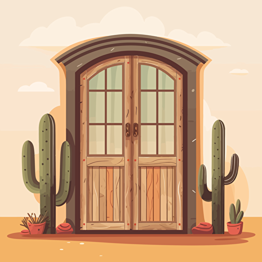 flat vector illustration of a western window and door