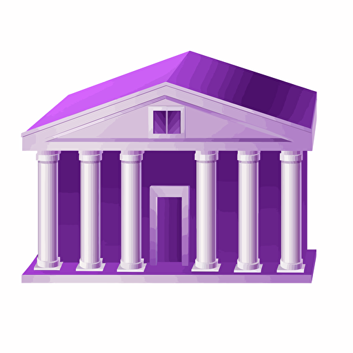 Bank- purple roof, front view, gradient detailed vector