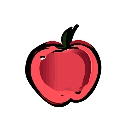 simple 2d vector inkline red apple