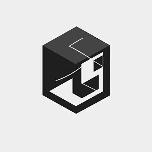 minimalistic vector logo. black and white. Showing a cube with a corner that is bitten off.
