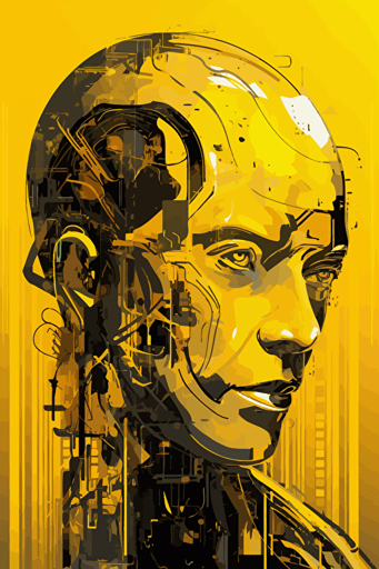 yellow futuristic vector art, sci fi art