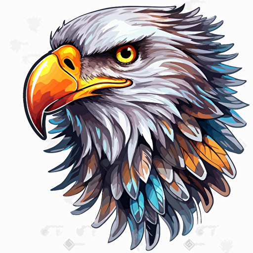 dramatic eagle bird sticker png hq white background vector