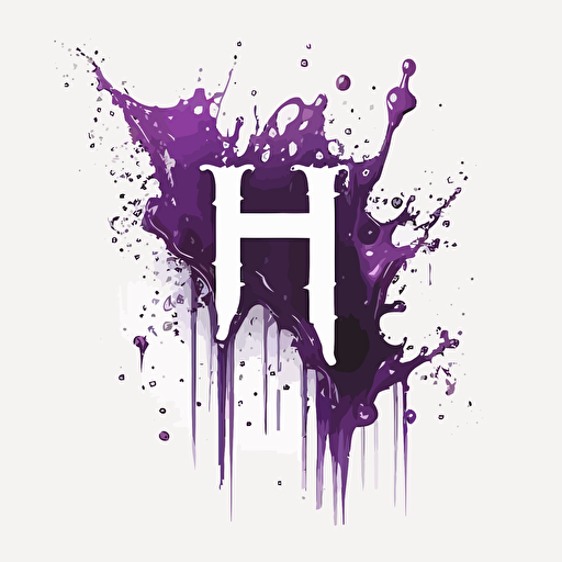 Lettermark logo of 'H', abstruct splashed water, High quality logo design, Vector, Minimal, white background, transparent background, purple color, super simple, illustration,