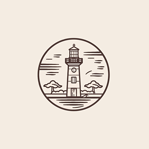 minimal line logo of a lighthouse, vector