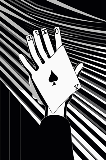 taro card hand with brush, style by Ramy Wafaa, funny, vector, flat, line, black and white