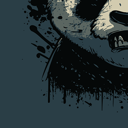 angry panda face vector drawing