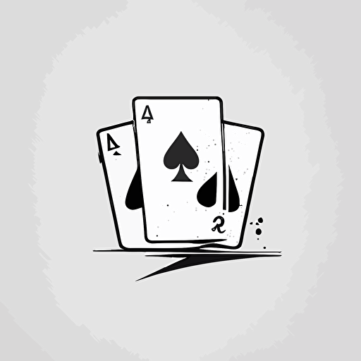 minimal line Logo of 3 Aces Cards, Vector, Simple, transparent, black and white, sketchy, cartoony, minimalistic