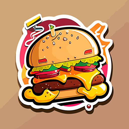 Burger:sticker,illustration ,vector ,cartoon style