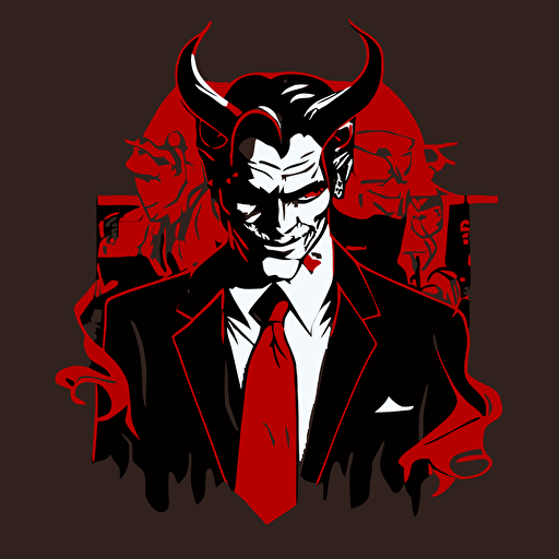 Stylized vector drawing, Satan as a businessman