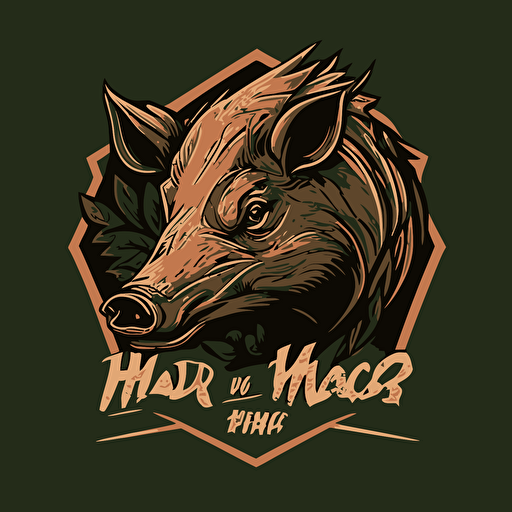vector based logo for a wild hog, cartoon, 2 colors