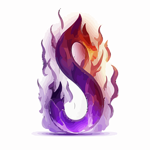 minimalist icon, number 8 flames, white background, purple, vector, no shadows