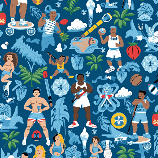 tileable vector illustration of luau style sport design for UNC Tar Heels