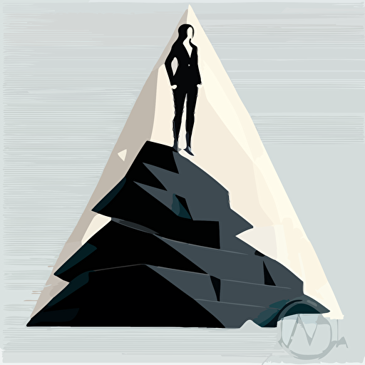 Businesswomen in business suit on piramide, highly detailed vector illustration