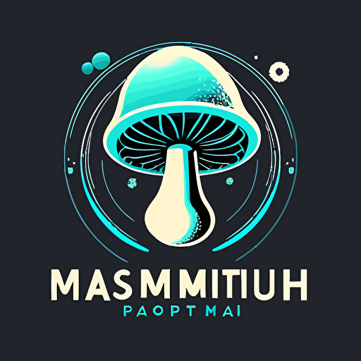 a vector styled mushroom logo with a laboratory spin