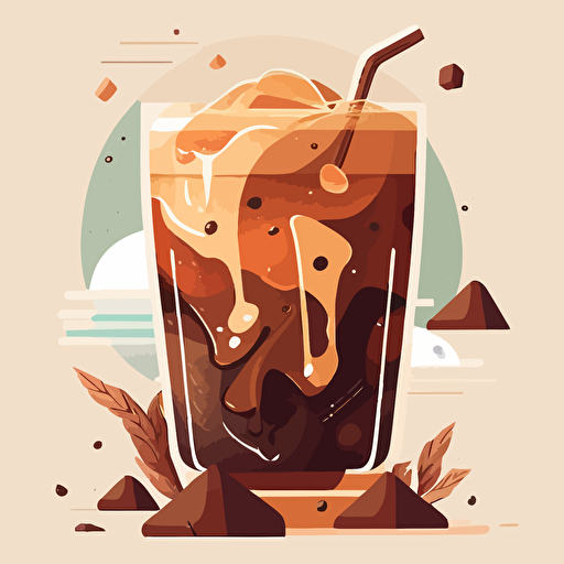 iced coffee, illustration style, flat vector