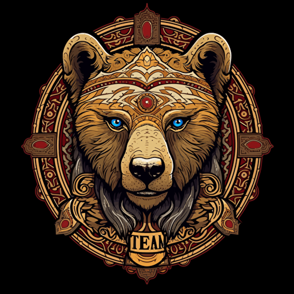 the clan of the bear logo art concept vectorized, hight detailed, indian decor