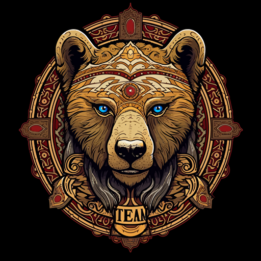 the clan of the bear logo art concept vectorized, hight detailed, indian decor