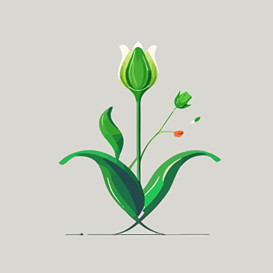 flat design vector minimalistic logo for Green Tulip project, combine symbol of tulip with symbol of science, don’t add text to the design