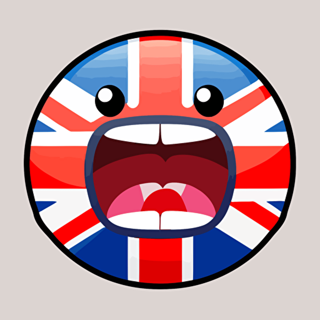 UK flag, emoji, anime, vector image