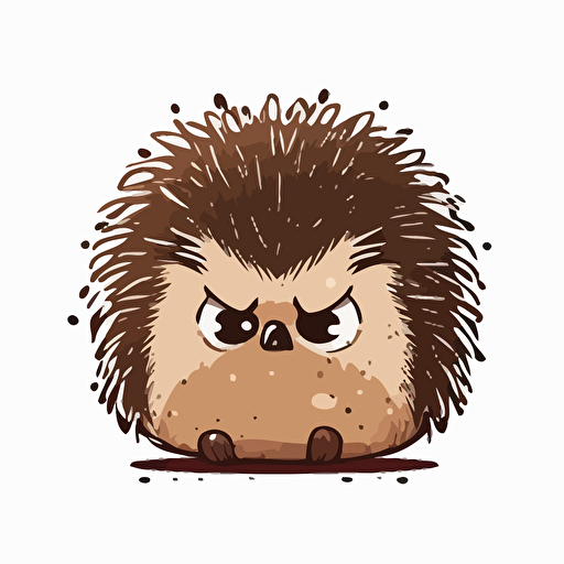 cute hedgehog with angry facial expression kawaii style, vector, simple, high-quality