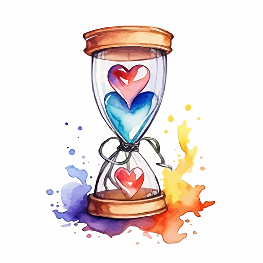 watercolor vector illustration boho hourglass showing love sticker white background