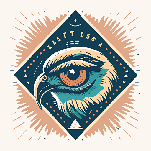 a stamp with an eagle and an eye on it in a flat vector art style