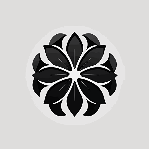 Flower, simple, symbol, corporate exorcist retro futuristic iconic logo, simple and cute logo, black vector, white background, leading to increase the value of each person.