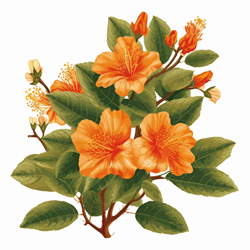 vector orange sub cordia cordata flower white background