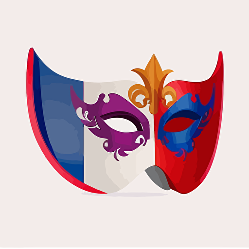 Venetian-style masquerade mask with a Texas flag design in a vector art cartoon style, flat color,