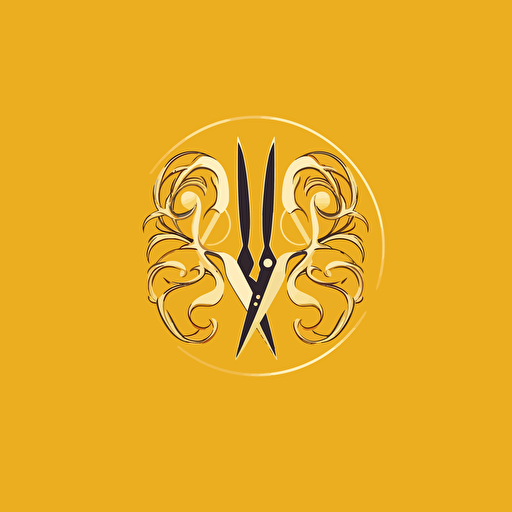 simple logo design of hands holding a brain and scissors, golden hands, vector, flat 2d, company logo