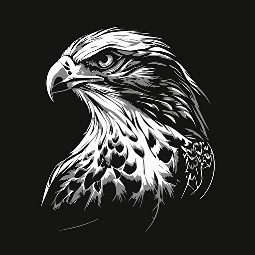 black and white falcon vector art logo design