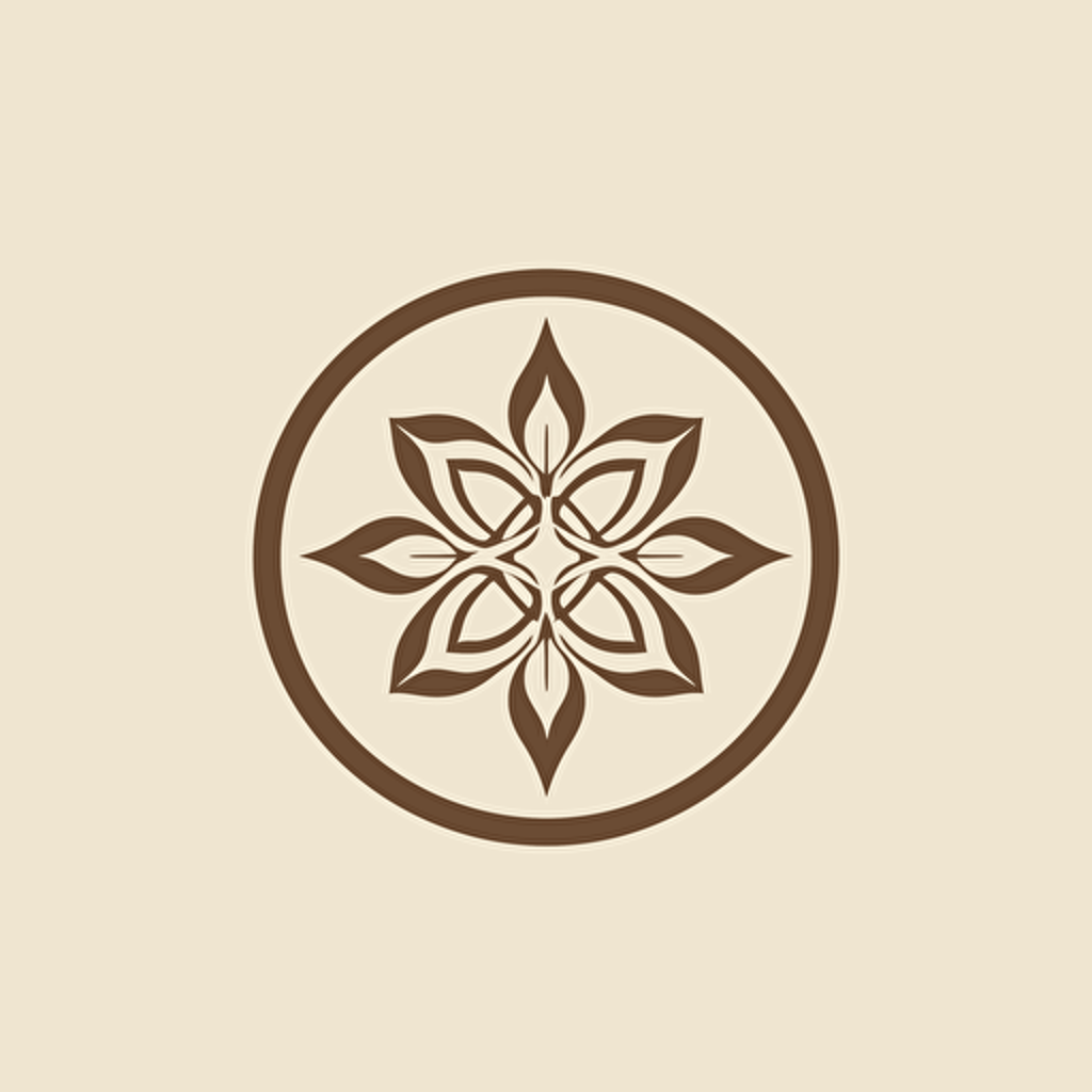 a round white minimalistic, flat vector logo for an expensive natural alchemy brand.