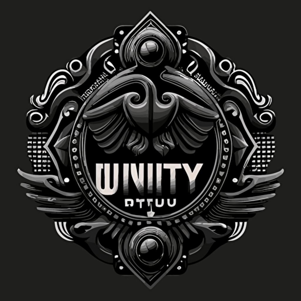 iconic logo of unity, retro pictorial, black vector