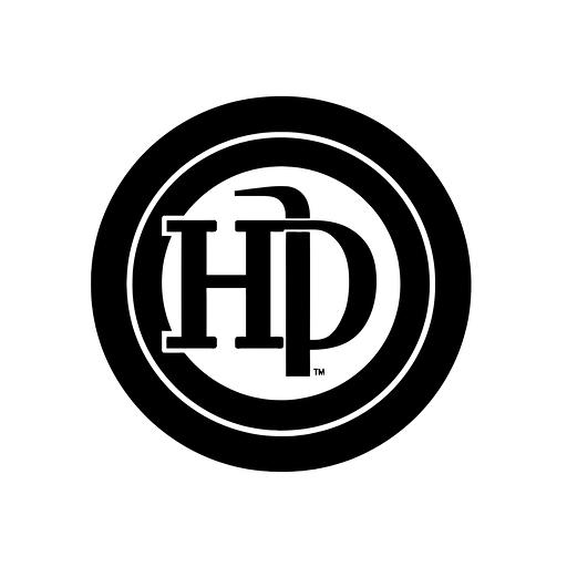 A logo for a carpenter with the black letter "D" and a bit bigger black letter "H" in the middle of a circle, vector, minimalistic,