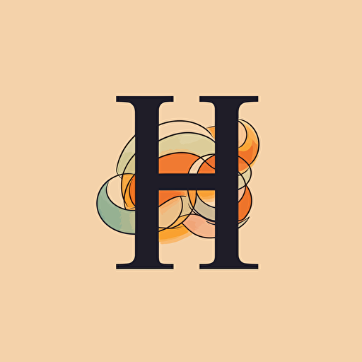 a lettermark of letter H, logo, serif font, vector, minimal art, Clean, aesthetic,